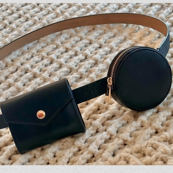 belt Michael Kors Black Double Pouch Fanny Pack Belt Bag NWT - Picture 8 of 16